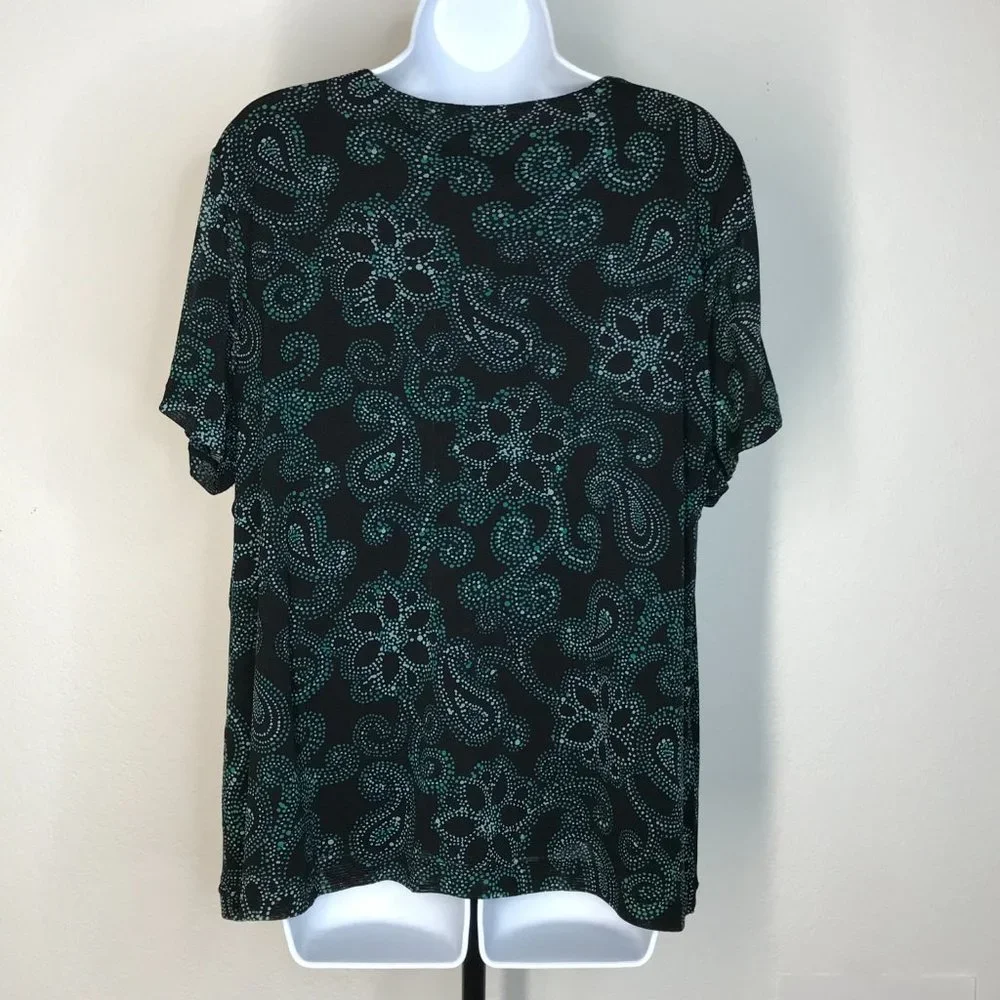 Croft & Barrow S/S Blouse | Black/Green | Size 3X - Picture 6 of 12